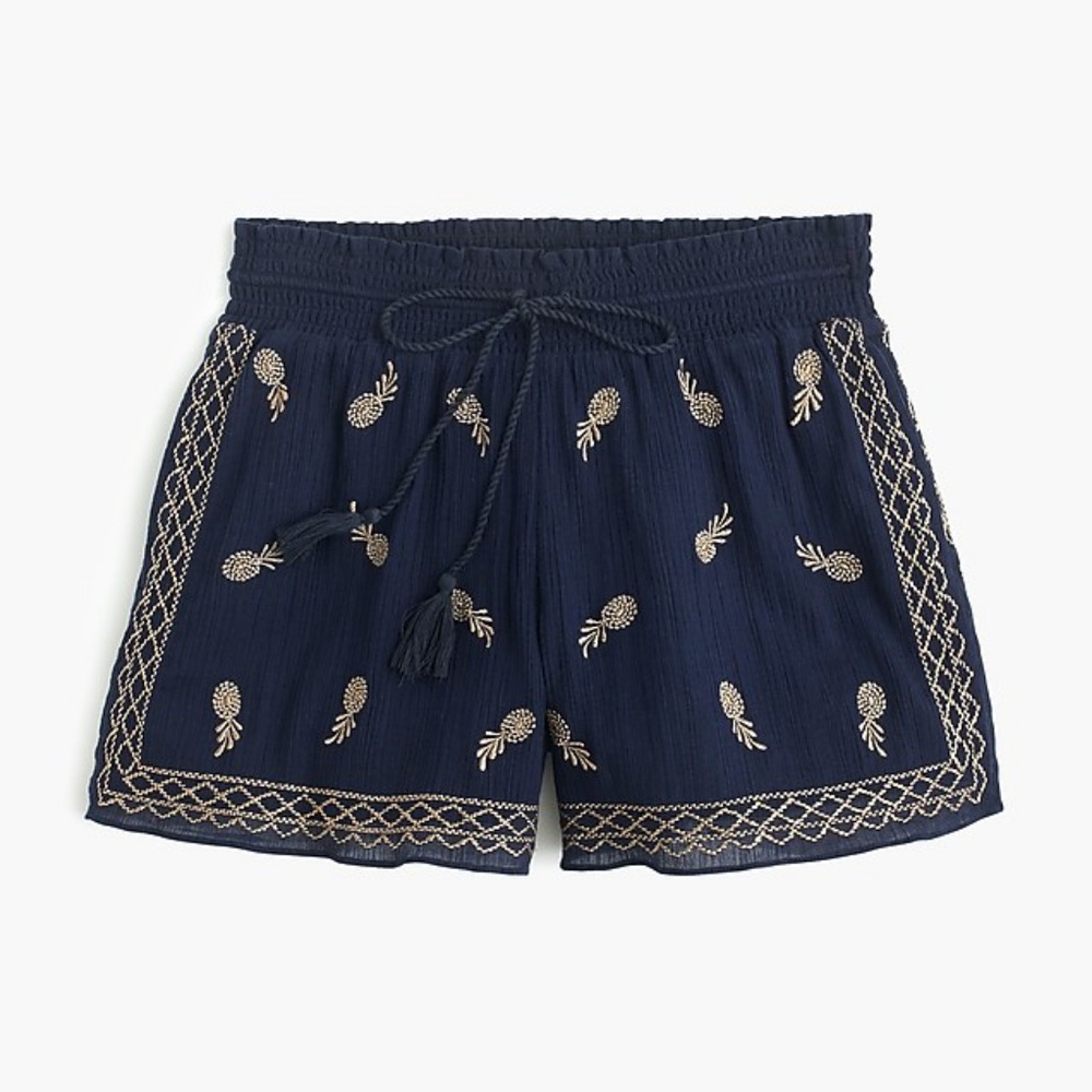 J Crew Embroidered Short in Gauzy Cotton